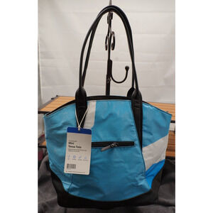 NWT RAREFORM Mini Tessa Tote BAG BLUE / WHITE RECYCLED BILLBOARD VINYL